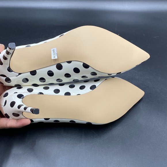 White Polka Dot Chic Pointed Toe Stilettos Heel Pumps Shoes - Picture 10 of 10